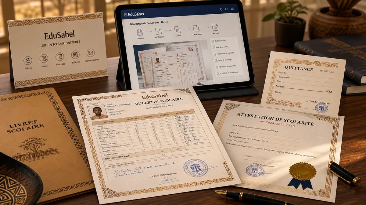 Bulletins de notes PDF générés automatiquement avec EduSahel