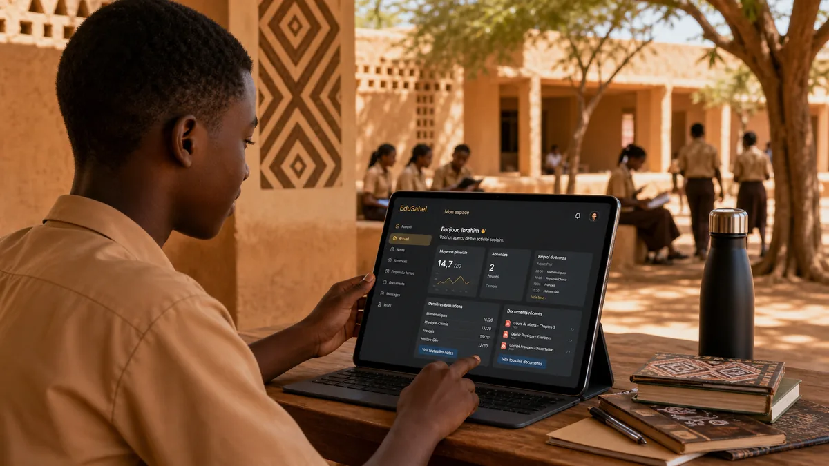 Eleve consultant son portail EduSahel sur tablette
